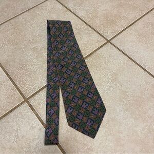 Vintage Christian Dior Monsieur Tie Mens One Size Silk Geometric Floral USA 90s